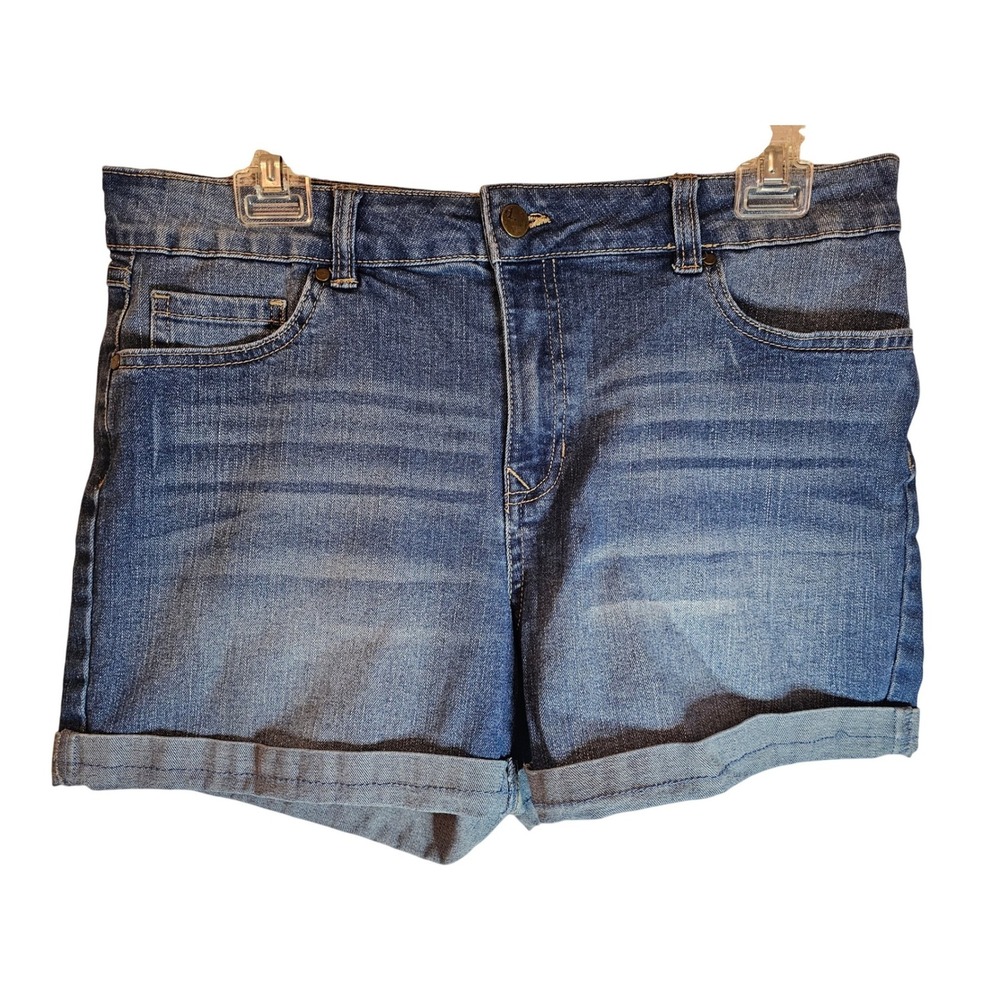 D.Jeans Womens Medium Wash Cuffed Denim Shorts Size 10 Repreve Stretch Blue